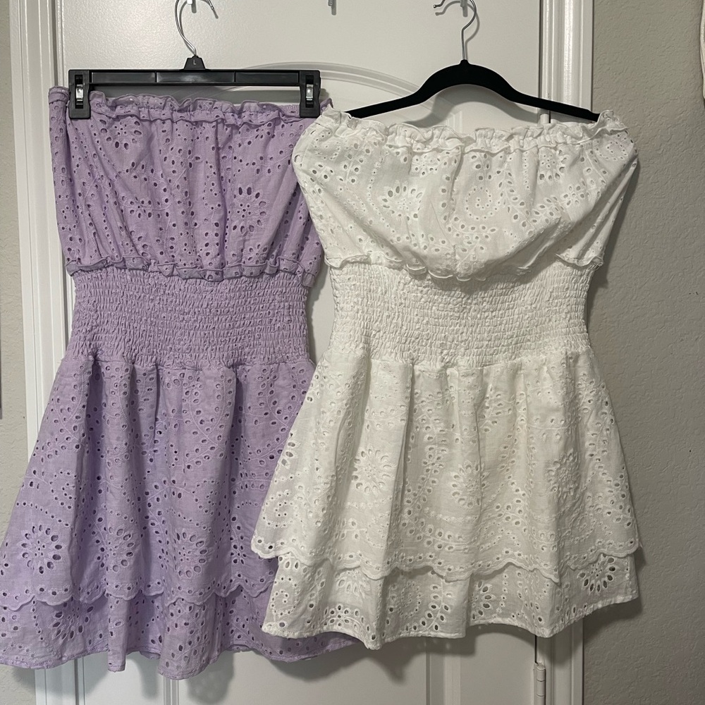 NWOT Purple and White Eyelet Strapless Dresses (2)